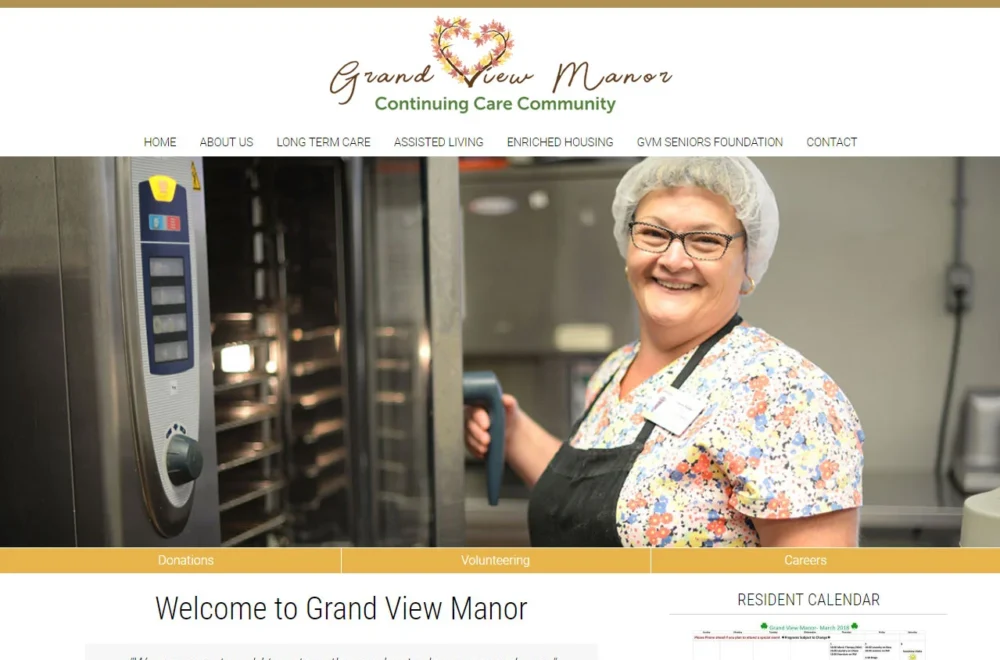 Screenshot of Grand View Manor website