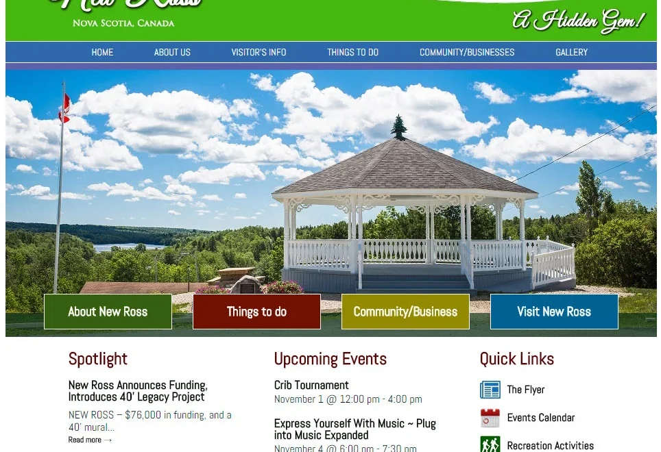Screenshot of New Ross website